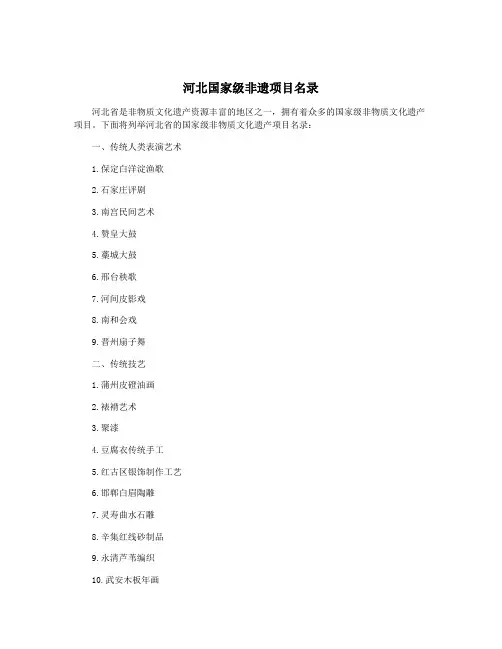 河北国家级非遗项目名录