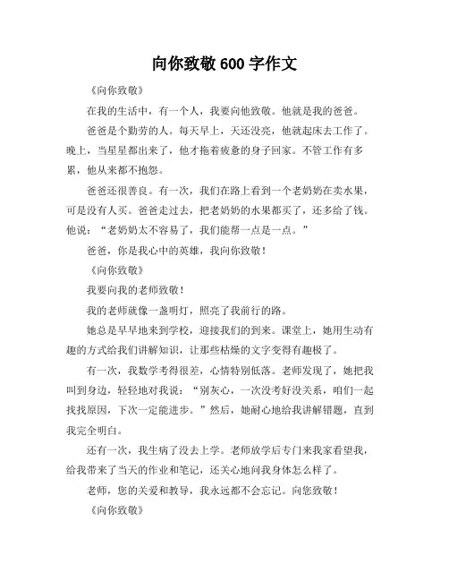 向你致敬600字作文