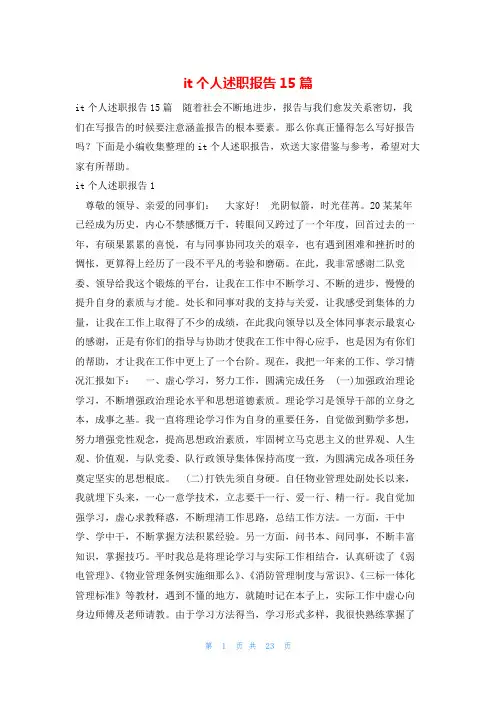 it个人述职报告15篇