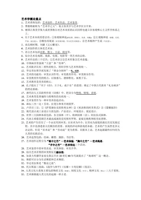 艺术概论总结好的常见试题和答案