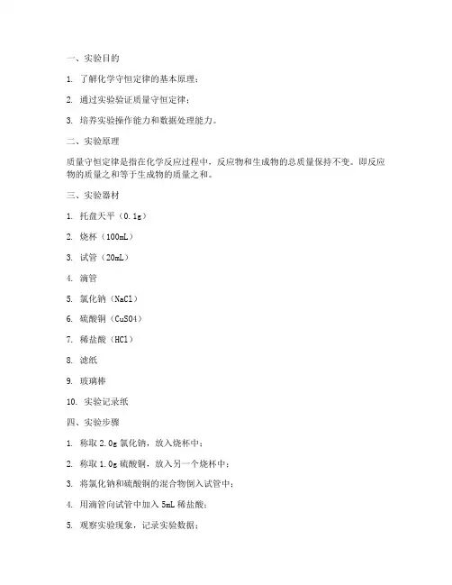 化学守恒实验报告