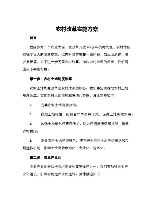农村改革实施方案