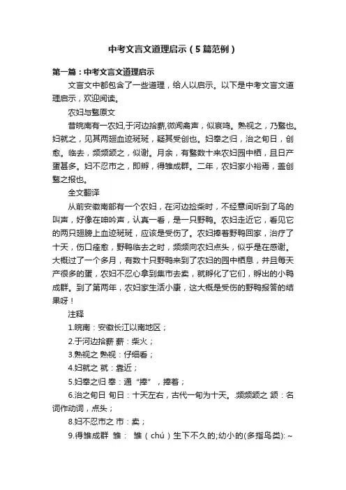 中考文言文道理启示（5篇范例）