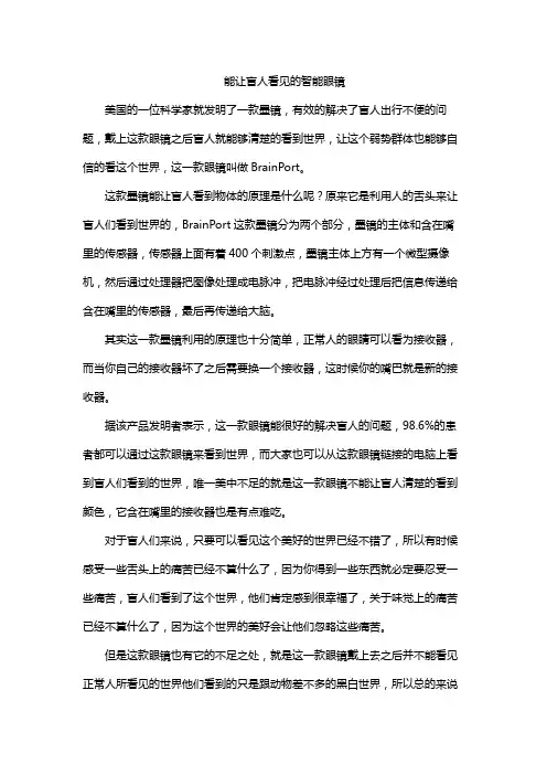 能让盲人看见的智能眼镜