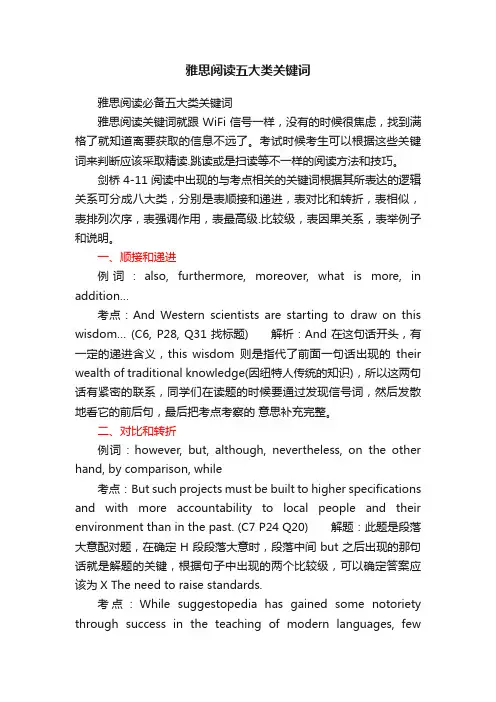 雅思阅读五大类关键词