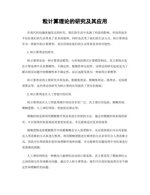 粒计算理论的研究及其应用