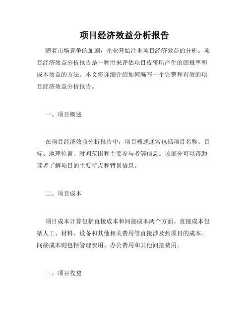 项目经济效益分析报告