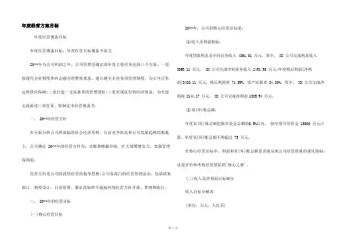 年度经营计划目标