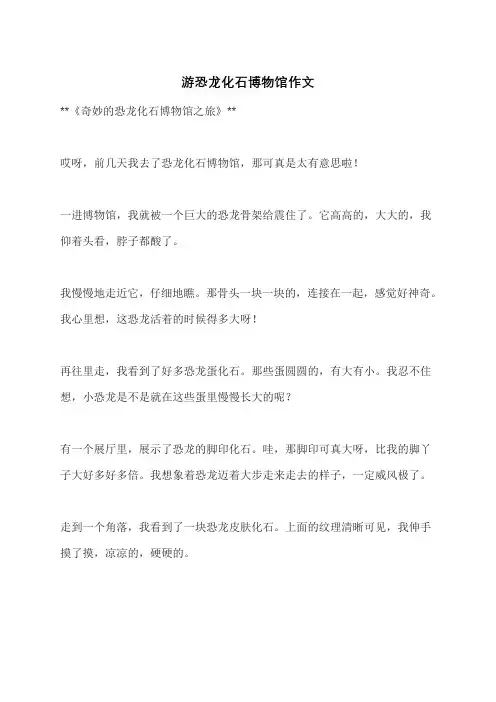 游恐龙化石博物馆作文