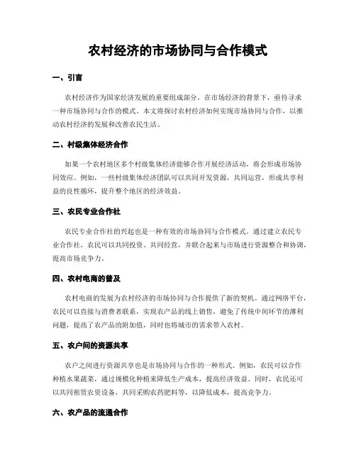 农村经济的市场协同与合作模式