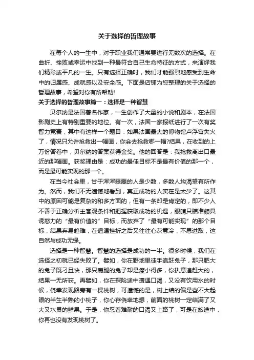 关于选择的哲理故事