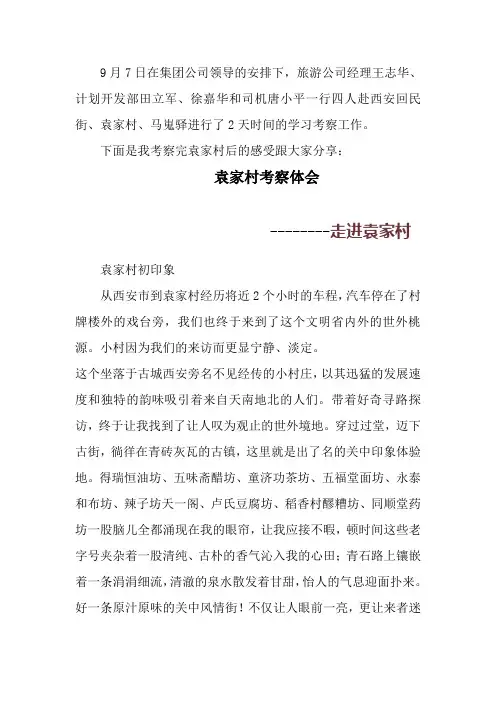 袁家村考察体会