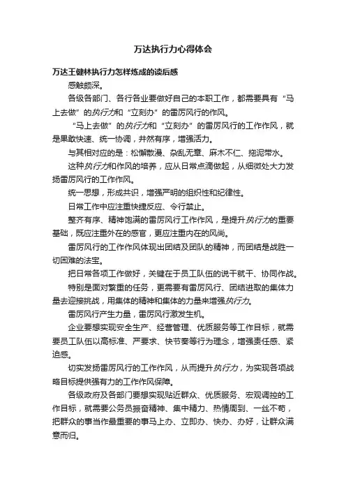 万达执行力心得体会