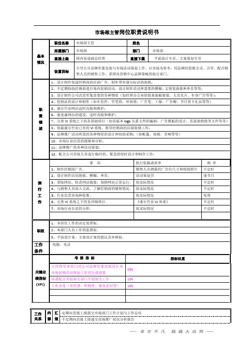 市场策划岗位职责说明书 2
