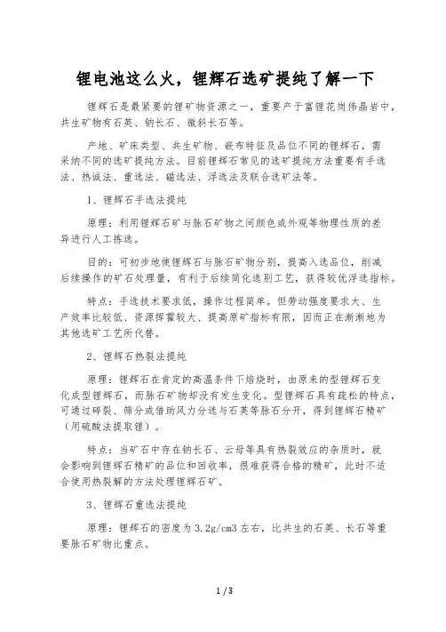 锂电池这么火,锂辉石选矿提纯了解一下