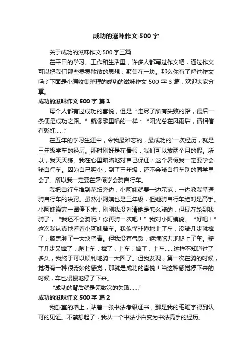 成功的滋味作文500字