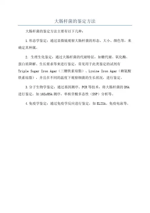 大肠杆菌的鉴定方法