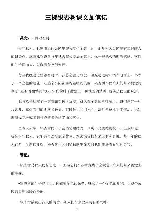三棵银杏树课文加笔记