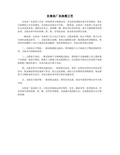 自来水厂水处理工艺