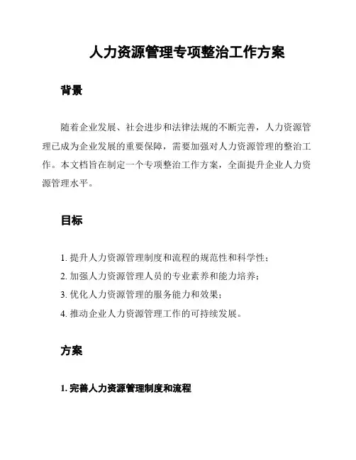 人力资源管理专项整治工作方案