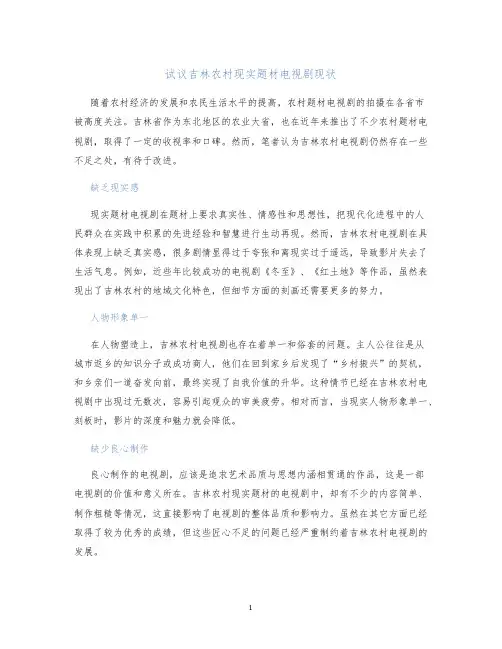 试议吉林农村现实题材电视剧现