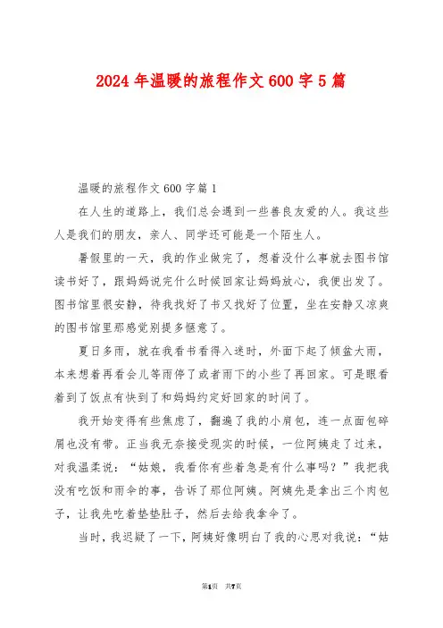 2024年温暖的旅程作文600字5篇
