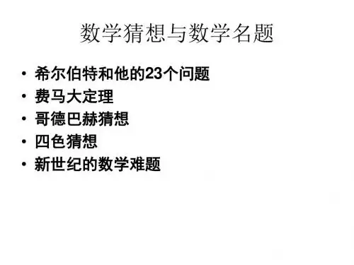 数学猜想与数学名题