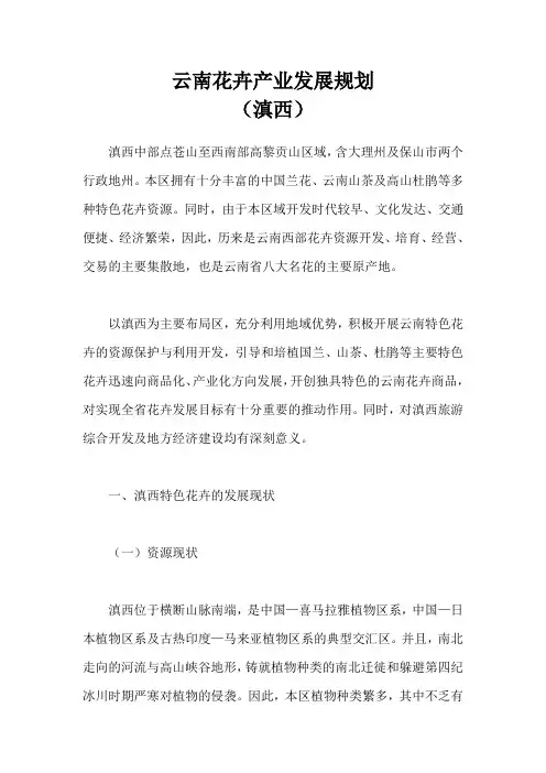 (发展战略)滇西花卉产业发展规划