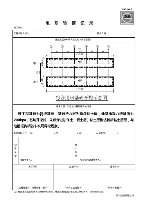 地基验槽记录 