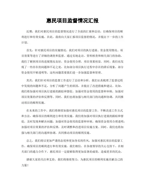 惠民项目监督情况汇报