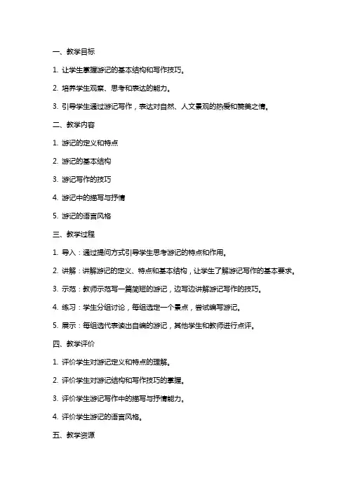 【教学方案】写作学写游记示范教案