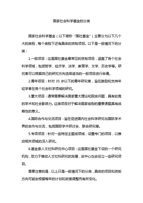 国家社会科学基金的分类