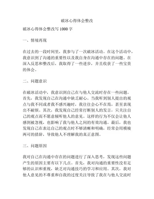 破冰心得体会整改