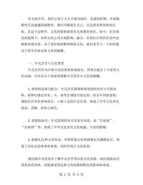 通过日常生活,品味文化的精髓——高中感受文化影响教案设计