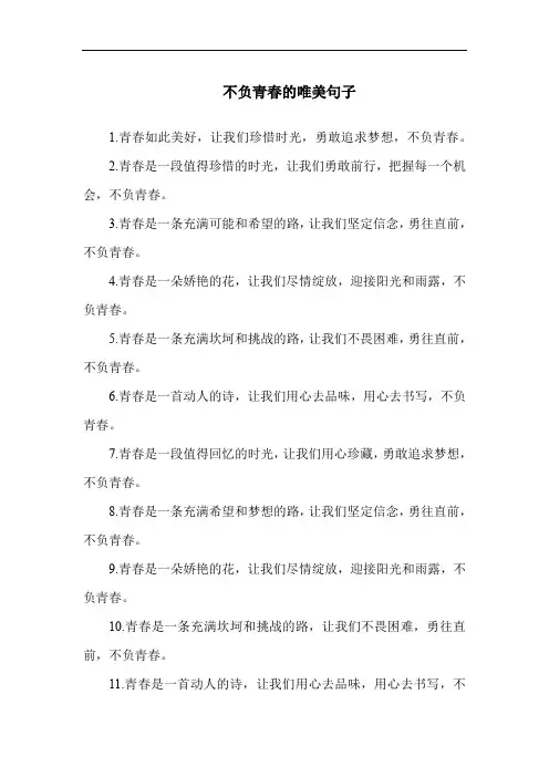 不负青春的唯美句子