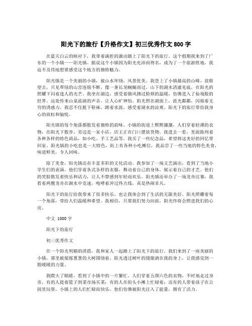 阳光下的旅行【升格作文】初三优秀作文800字