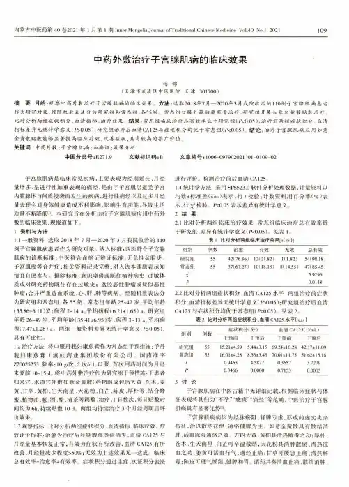 中药外敷治疗子宫腺肌病的临床效果