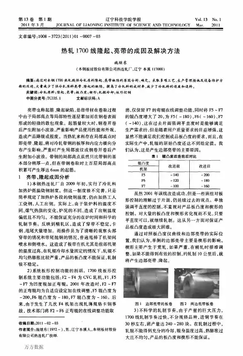 热轧1700线隆起、亮带的成因及解决方法
