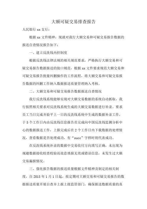 大额可疑交易排查报告