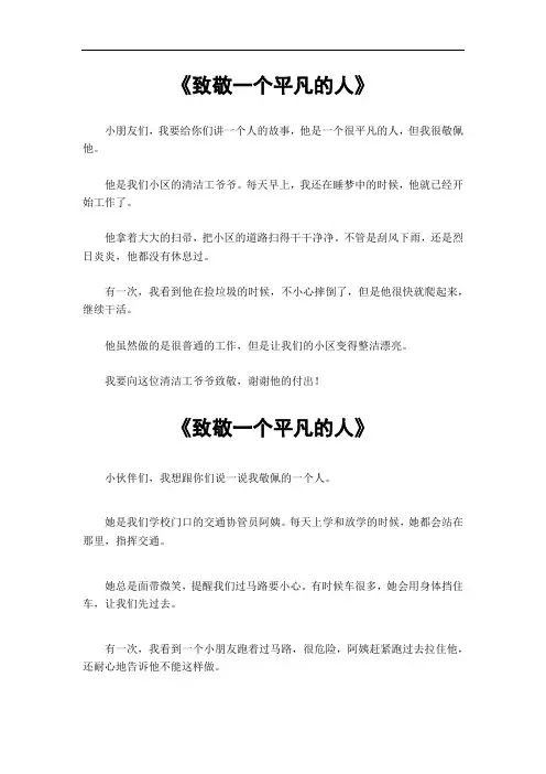 致敬一个平凡的人作文
