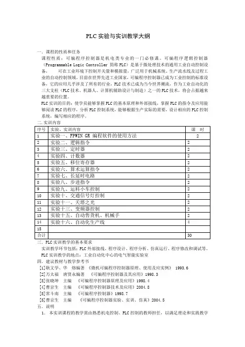 PLC实验与实训教学大纲.