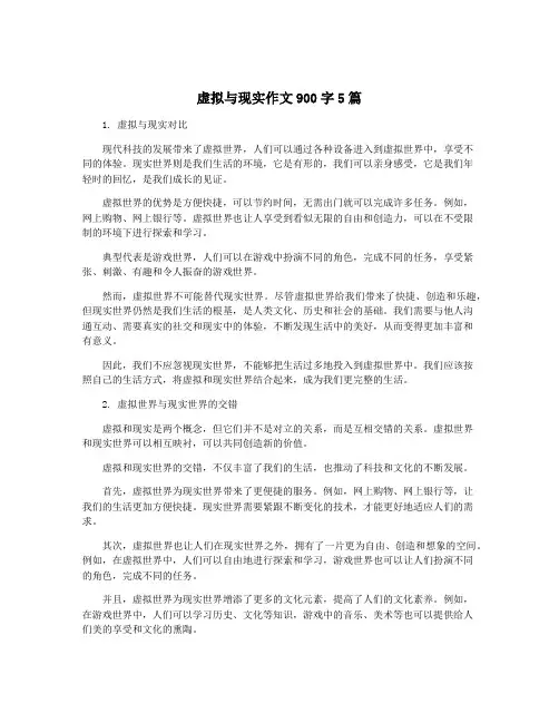虚拟与现实作文900字5篇