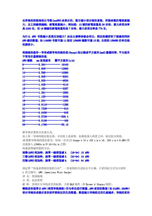 AWG美国线规