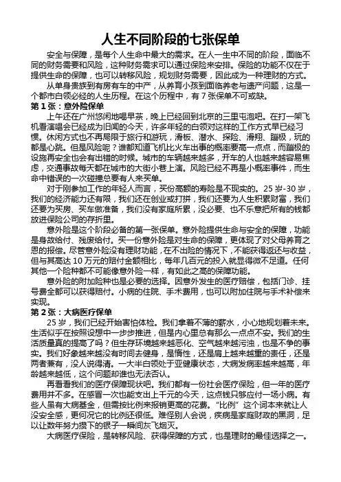 人生不同阶段的七张保单-