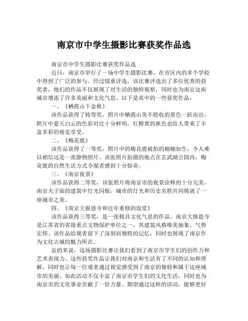 南京市中学生摄影比赛获奖作品选