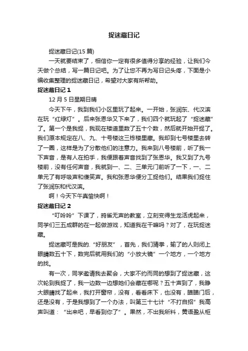 捉迷藏日记