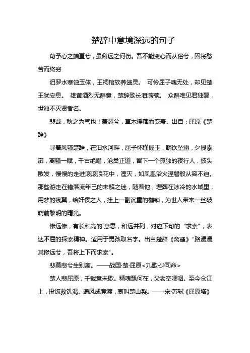 楚辞中意境深远的句子