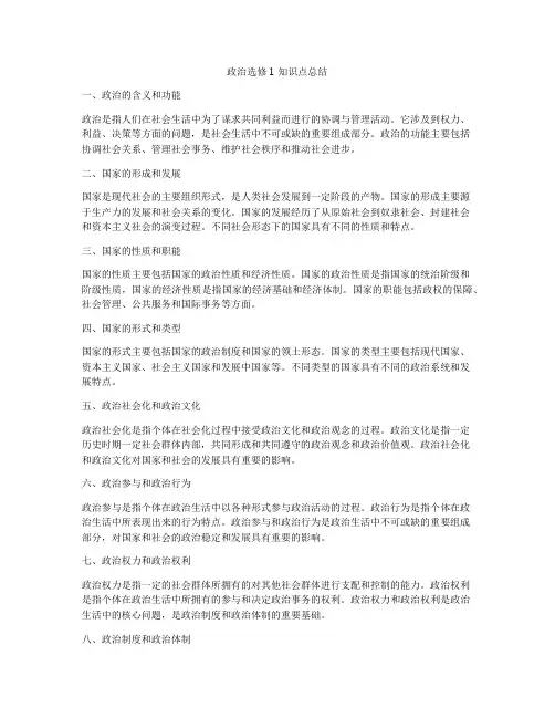 政治选修1知识点总结