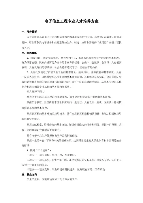 电子信息工程专业人才培养方案