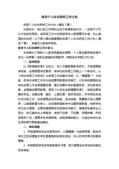体育个人校本研修工作计划（精选7篇）